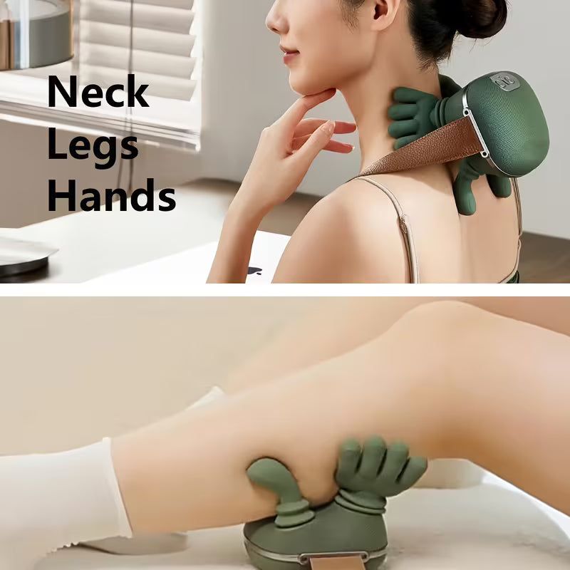 💆‍♂️🔥 USB Electric Massager with Heating & 6D Hand Simulation – Portable Rechargeable Massage Device for Neck, Shoulders, Back & Legs